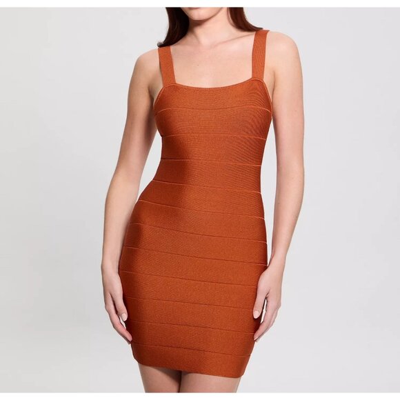 Guess Dresses & Skirts - Guess Womens Solid Square Neck Short Bodycon Dress Hot Caramel Size XS NWT